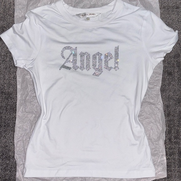 New, Rhinestone White Fitted Top, S - Picture 1 of 1